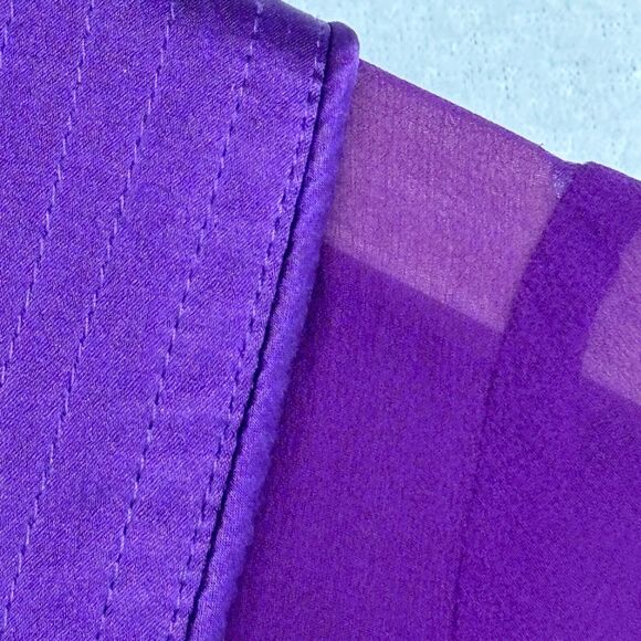 CALYPSO Dress S Small CHRISTIANE CELLE Silk Sheer Satin Trim Knee Length Purple - Picture 9 of 15